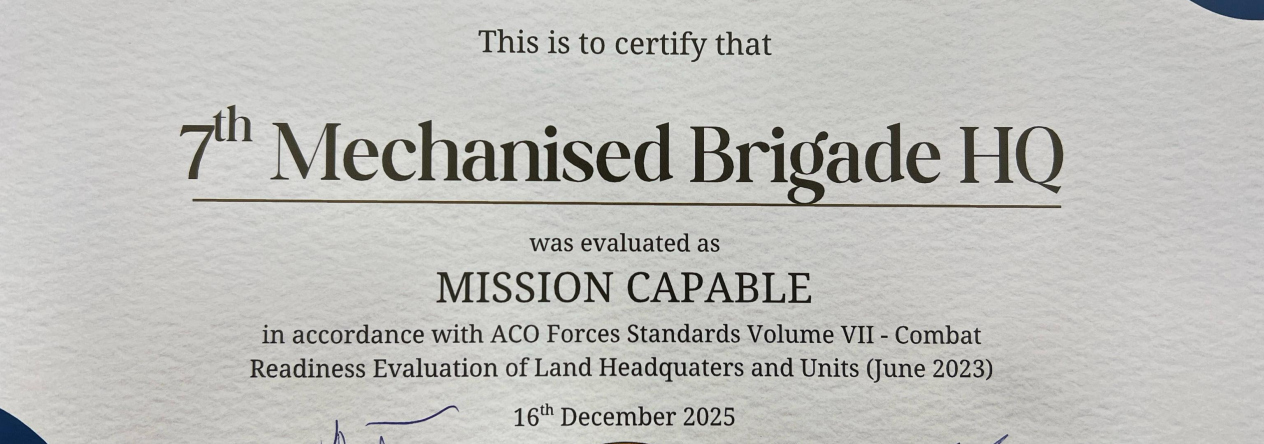 Certificate of completion - Mission capable