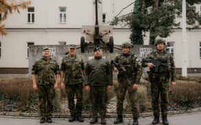 Brig. gen. Štěpánek, genmjr. Trojánek, genmjr. Górowski, brig. gen. Mikula, plk. Simmer